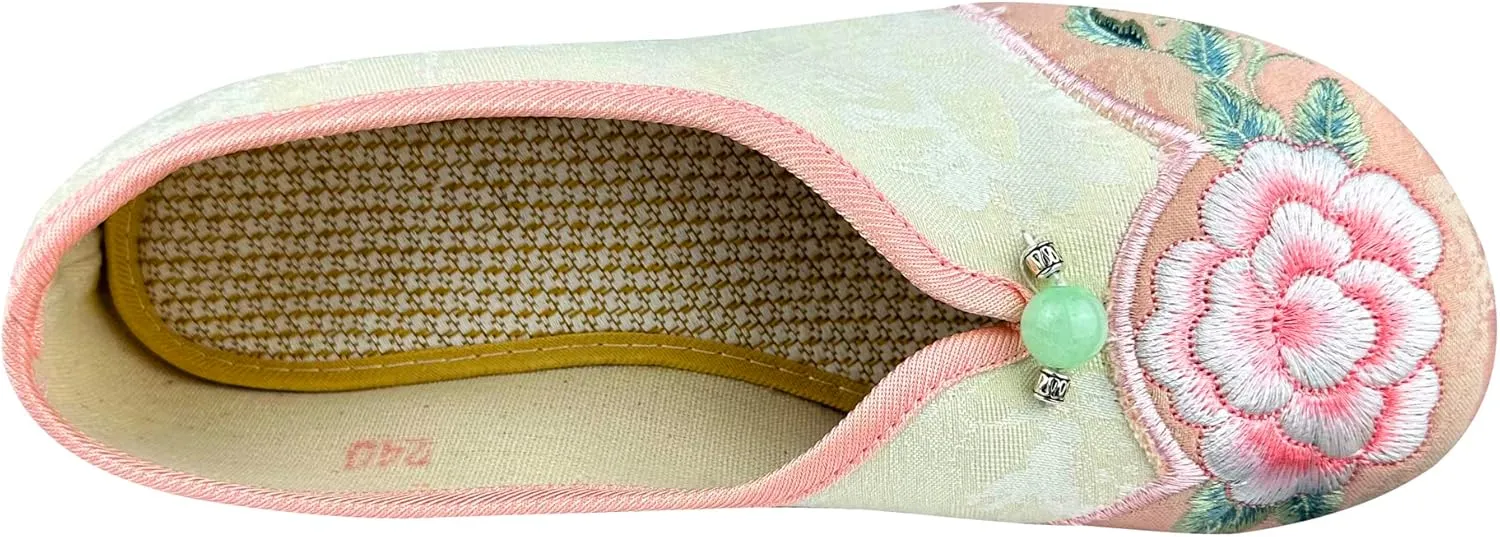 eYLun Women Flats Floral Embroidered Shoes Mary Jane Shoes Ballet Loafers Flats Slip On Shoes