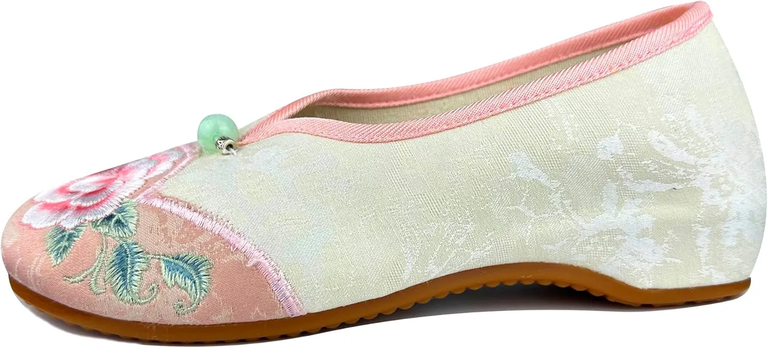 eYLun Women Flats Floral Embroidered Shoes Mary Jane Shoes Ballet Loafers Flats Slip On Shoes