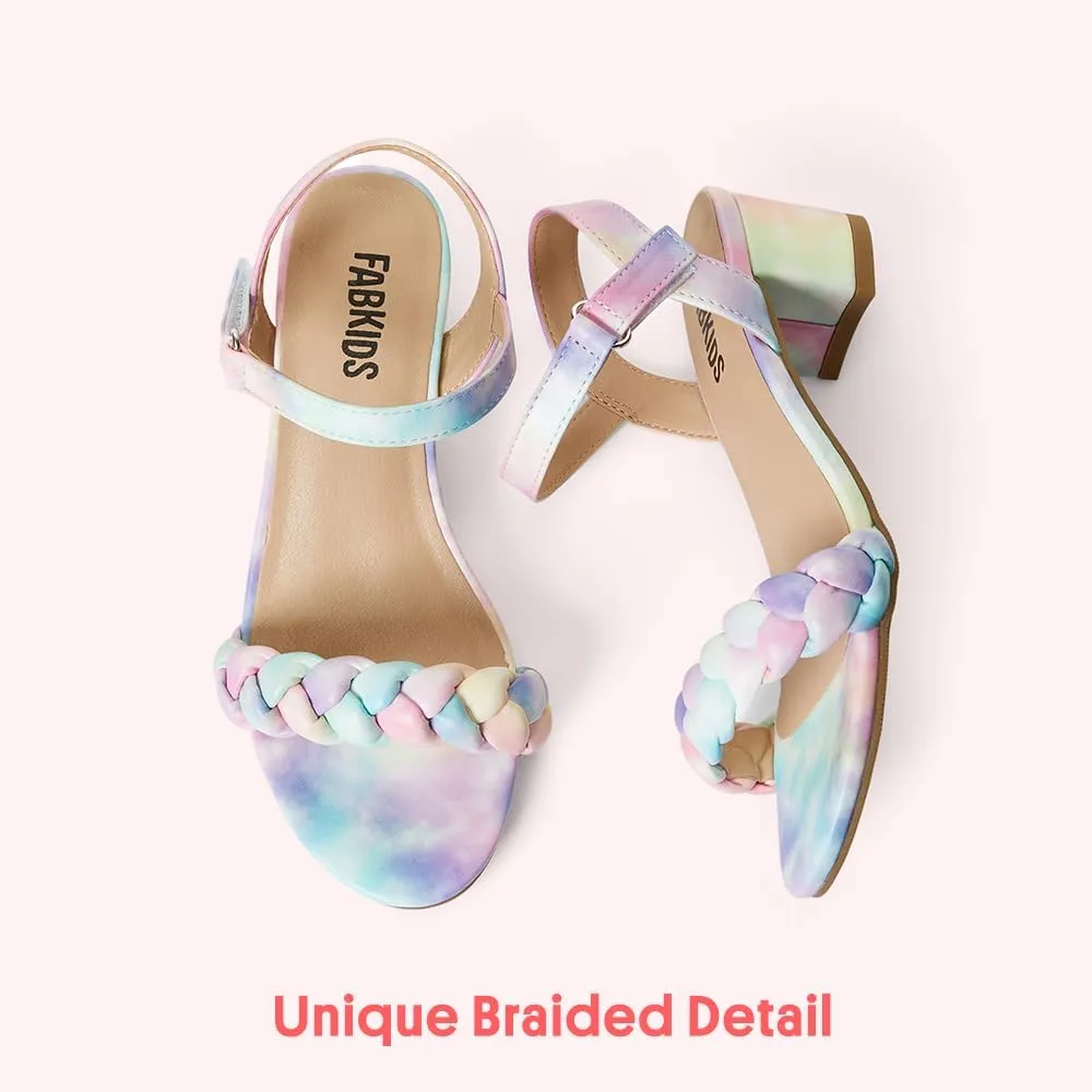 FabKids Girls Braided Open Toe Ankle Strap Flat Lightly Padded Sandals Summer Holiday Party Dress Shoes for Toddler Little Kid Big Kid