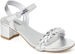 FabKids Girls Braided Open Toe Ankle Strap Flat Lightly Padded Sandals Summer Holiday Party Dress Shoes for Toddler Little Kid Big Kid