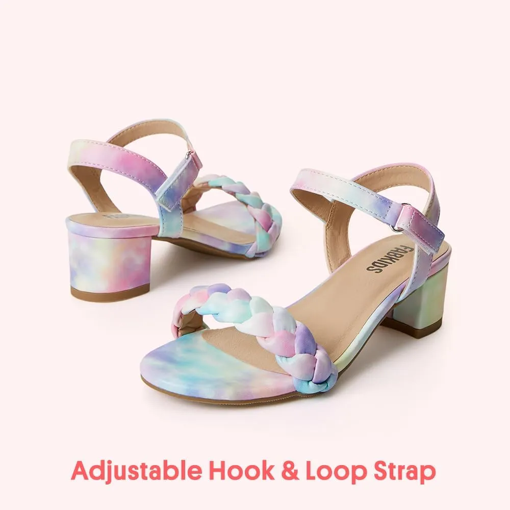 FabKids Girls Braided Open Toe Ankle Strap Flat Lightly Padded Sandals Summer Holiday Party Dress Shoes for Toddler Little Kid Big Kid