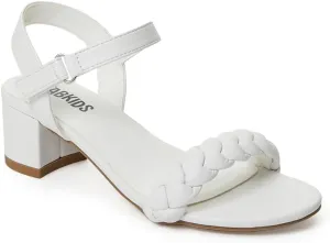 FabKids Girls Braided Open Toe Ankle Strap Flat Lightly Padded Sandals Summer Holiday Party Dress Shoes for Toddler Little Kid Big Kid