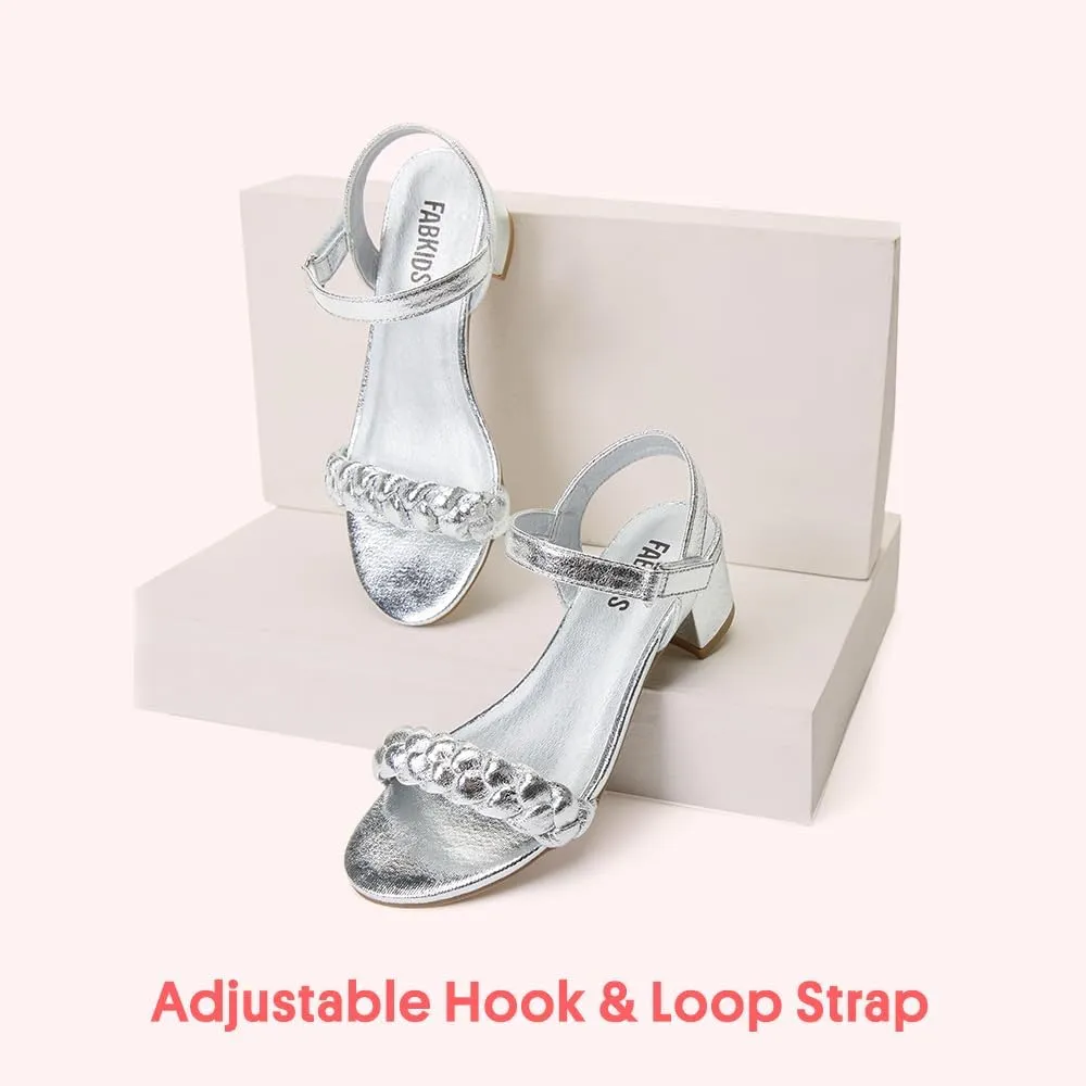 FabKids Girls Braided Open Toe Ankle Strap Flat Lightly Padded Sandals Summer Holiday Party Dress Shoes for Toddler Little Kid Big Kid