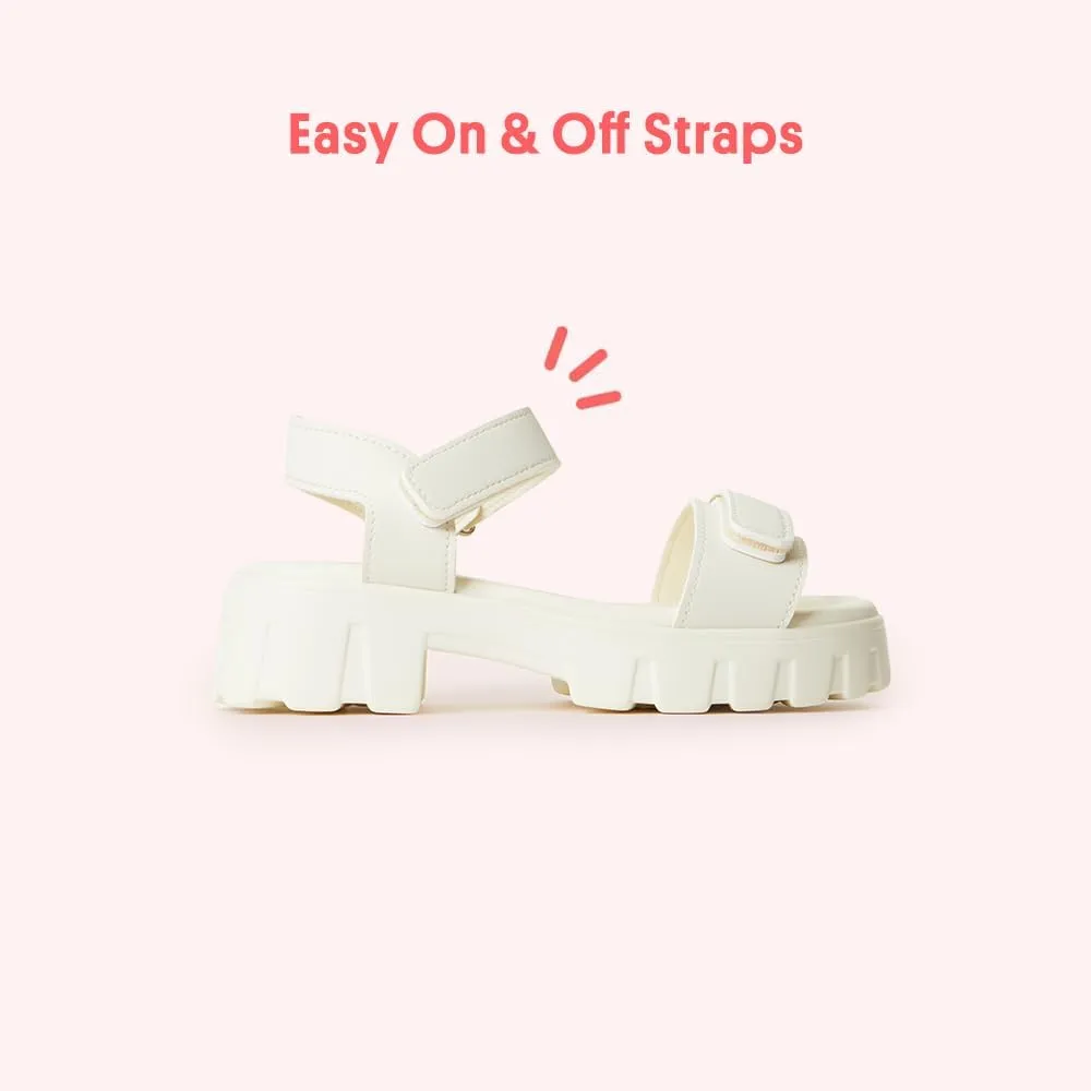 FabKids Girl's Flat Sandals Comfort Adjustable Double Strap Slip on Leather Footbed Sandals for Toddler Little Kid Big Kid