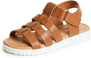 FabKids Girls Gladiator Sandals Braided Strappy Flats Sandal Summer Open Toe Holiday Party Dress Shoes for Toddler Little Kid Big Kid
