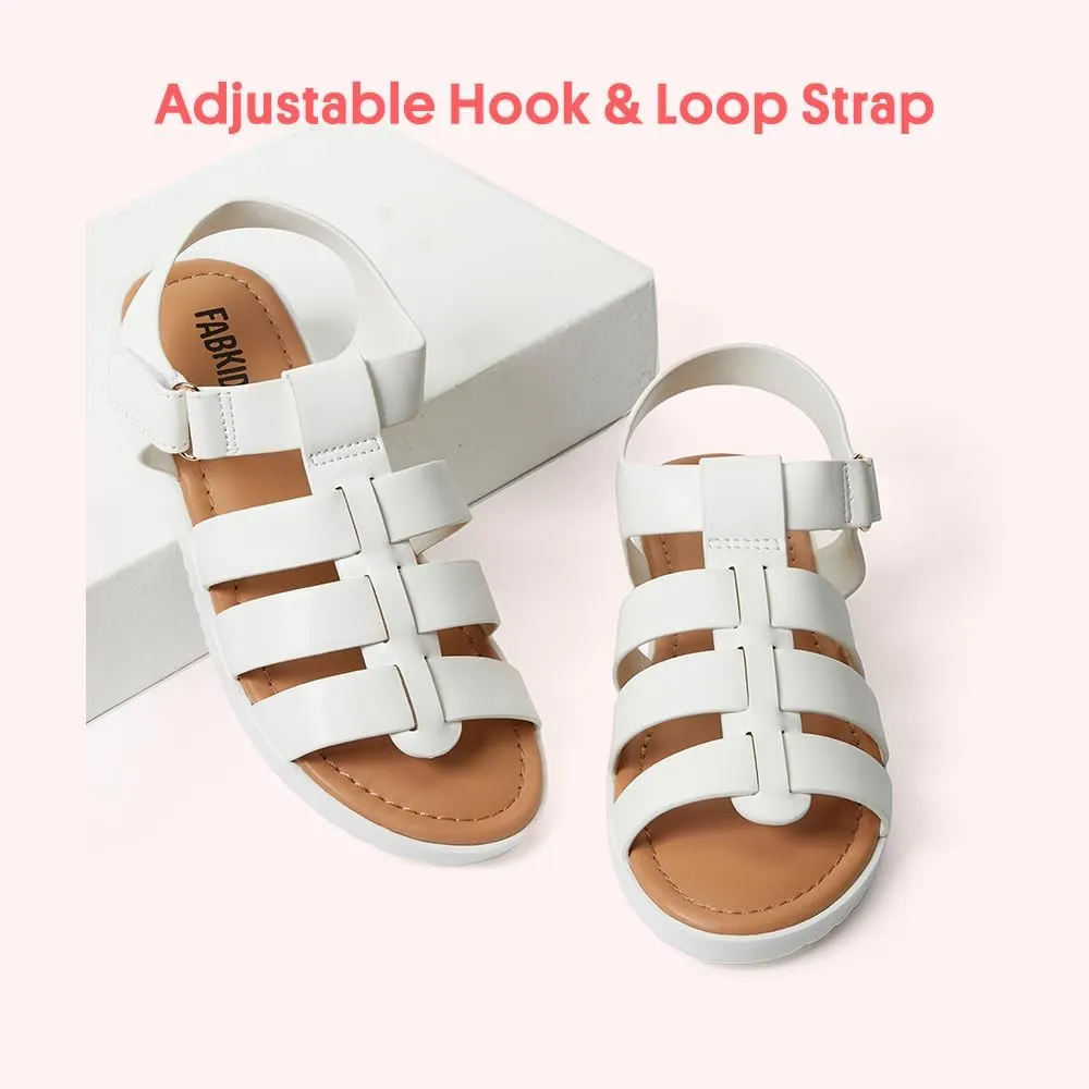 FabKids Girls Gladiator Sandals Braided Strappy Flats Sandal Summer Open Toe Holiday Party Dress Shoes for Toddler Little Kid Big Kid