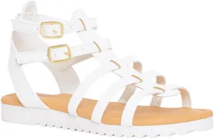 FabKids Girls Gladiator Sandals Braided Strappy Flats Sandal Summer Open Toe Holiday Party Dress Shoes for Toddler Little Kid Big Kid