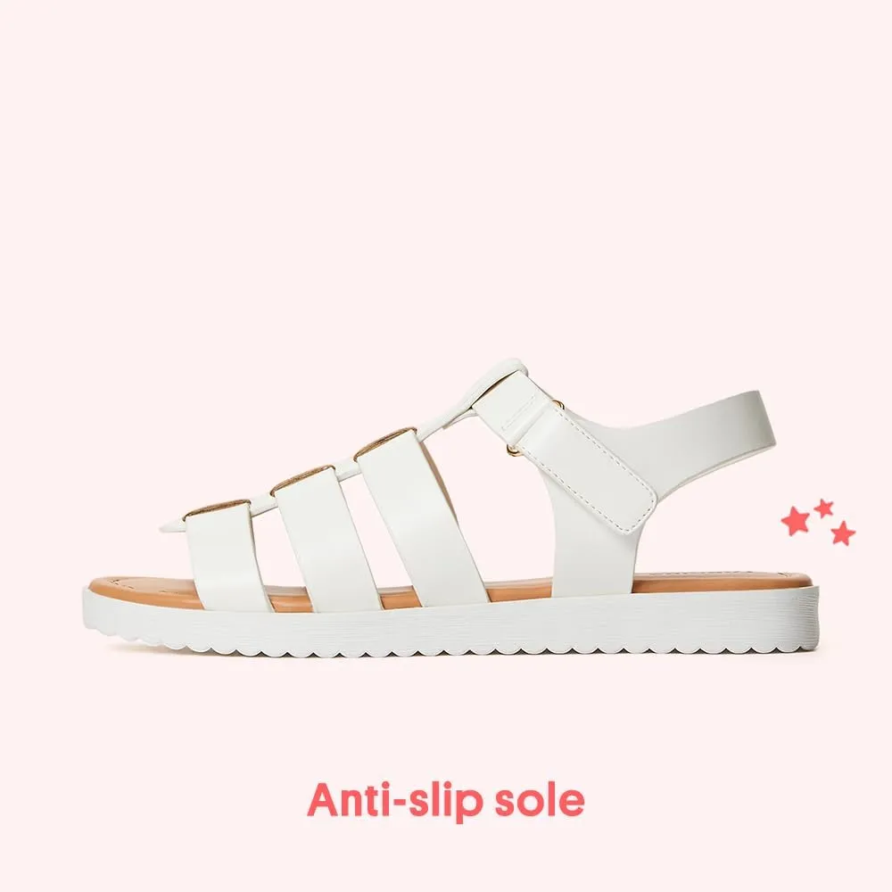 FabKids Girls Gladiator Sandals Braided Strappy Flats Sandal Summer Open Toe Holiday Party Dress Shoes for Toddler Little Kid Big Kid