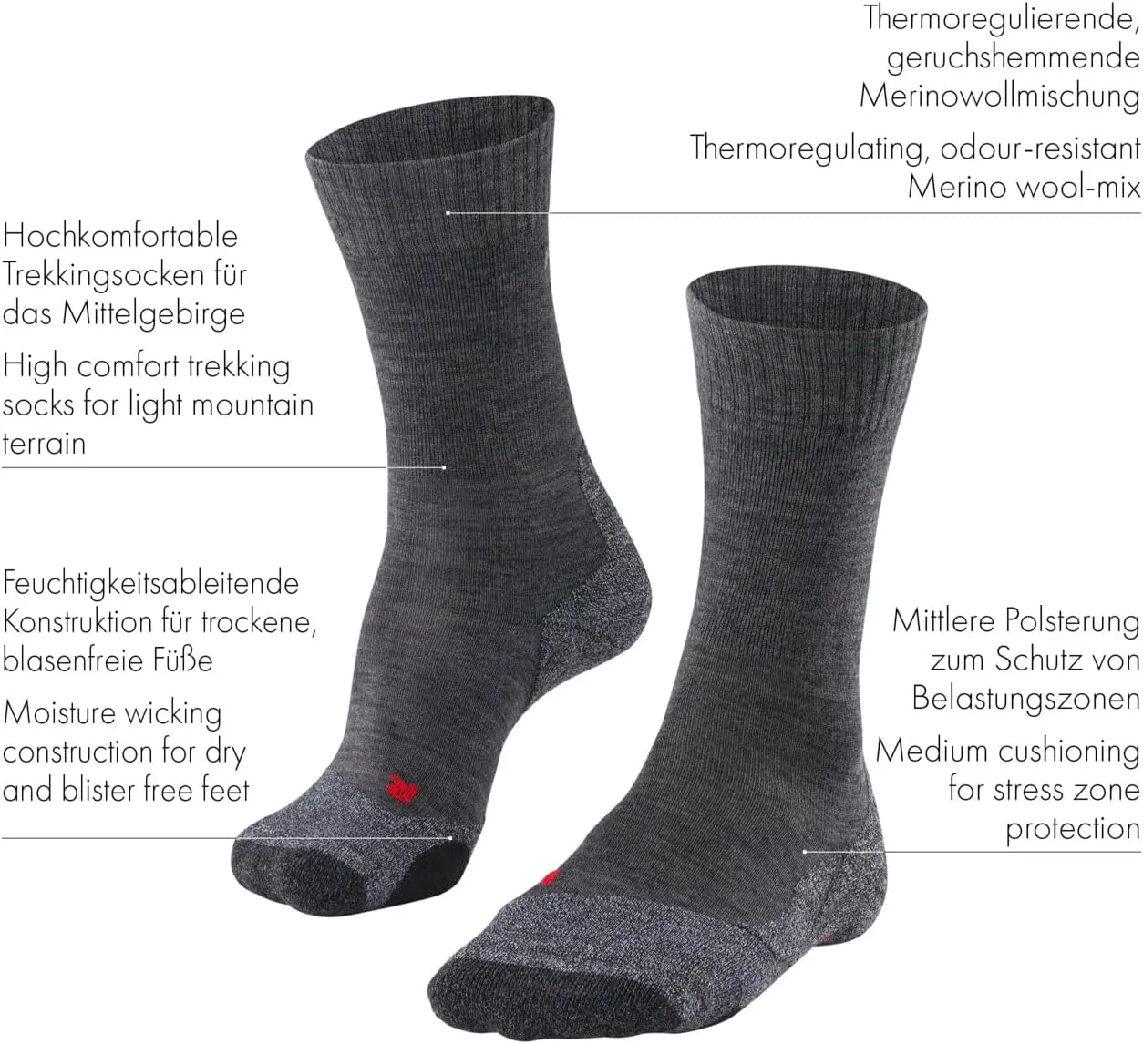 FALKE Men's TK2 Explore Hiking Socks, Medium Padding, 1 Pair