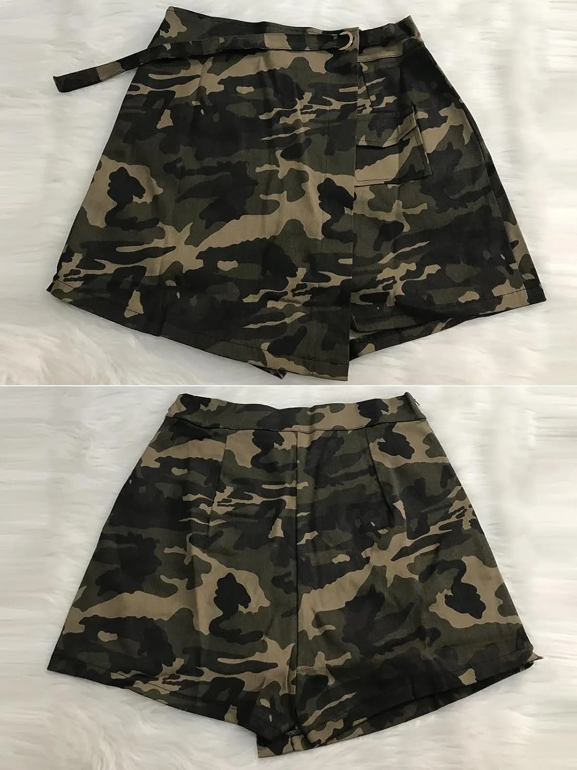 Famnbro Women Camo Shorts Slim Fit Camouflage Cargo Shorts Casual Army Fatigue Shorts with Pockets