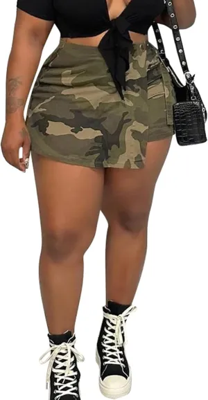 Famnbro Women Camo Shorts Slim Fit Camouflage Cargo Shorts Casual Army Fatigue Shorts with Pockets