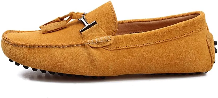 Fashion Mens Handmade Suede Leather Casual Loafers Shoes Plus Size Soft Comfortable Driving Walking Shoes