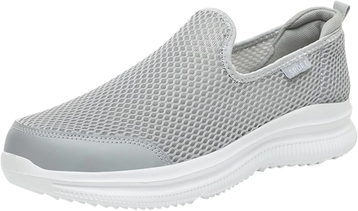 Fashion Summer Men Breathable Mesh Shallow Mouth Slip On Lightweight Casual Shoes Sneaker Insoles Men