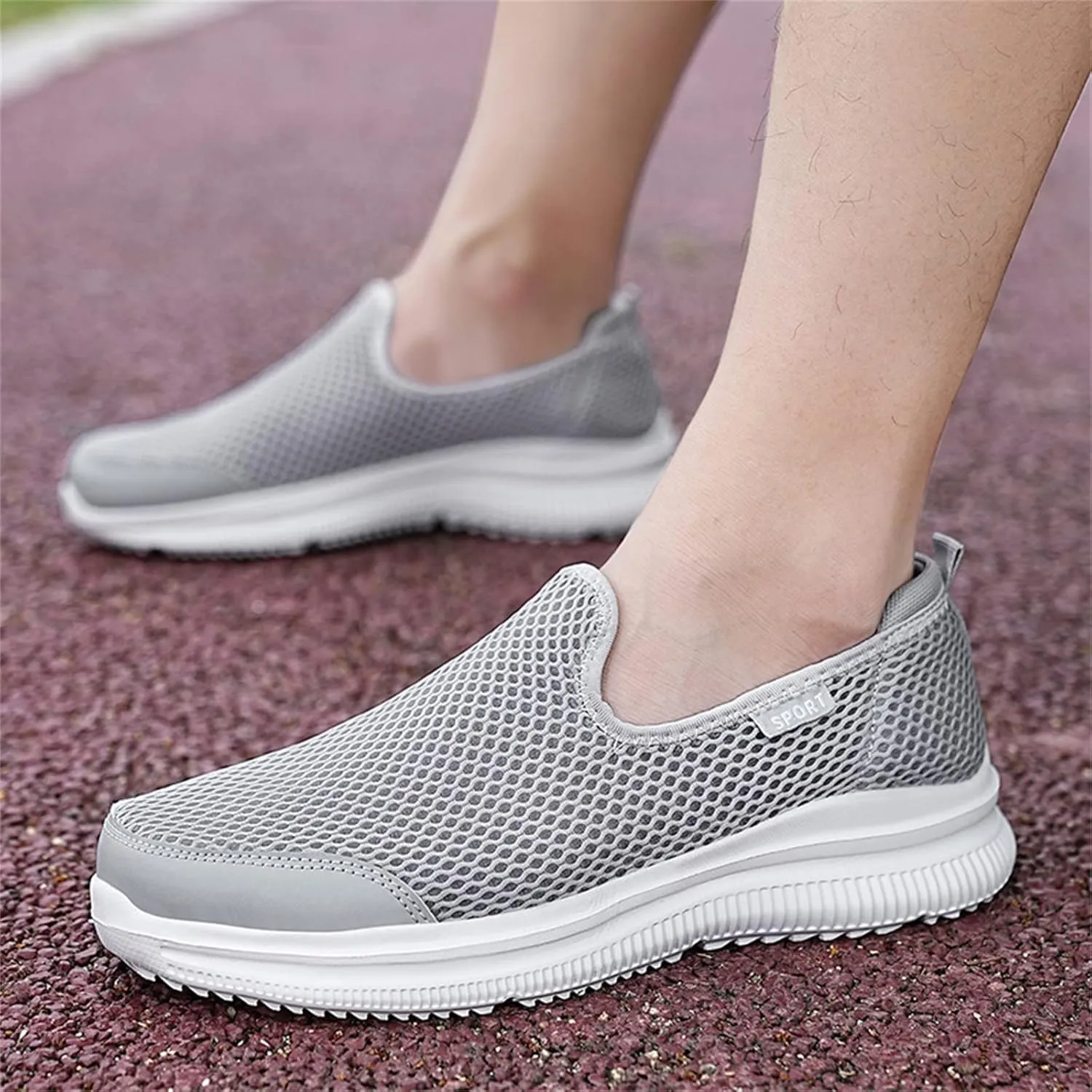 Fashion Summer Men Breathable Mesh Shallow Mouth Slip On Lightweight Casual Shoes Sneaker Insoles Men