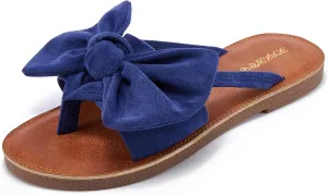 FISACE Womens Slip On Flip Flops Ring Toe Strappy Summer Gladiator Flat Sandals