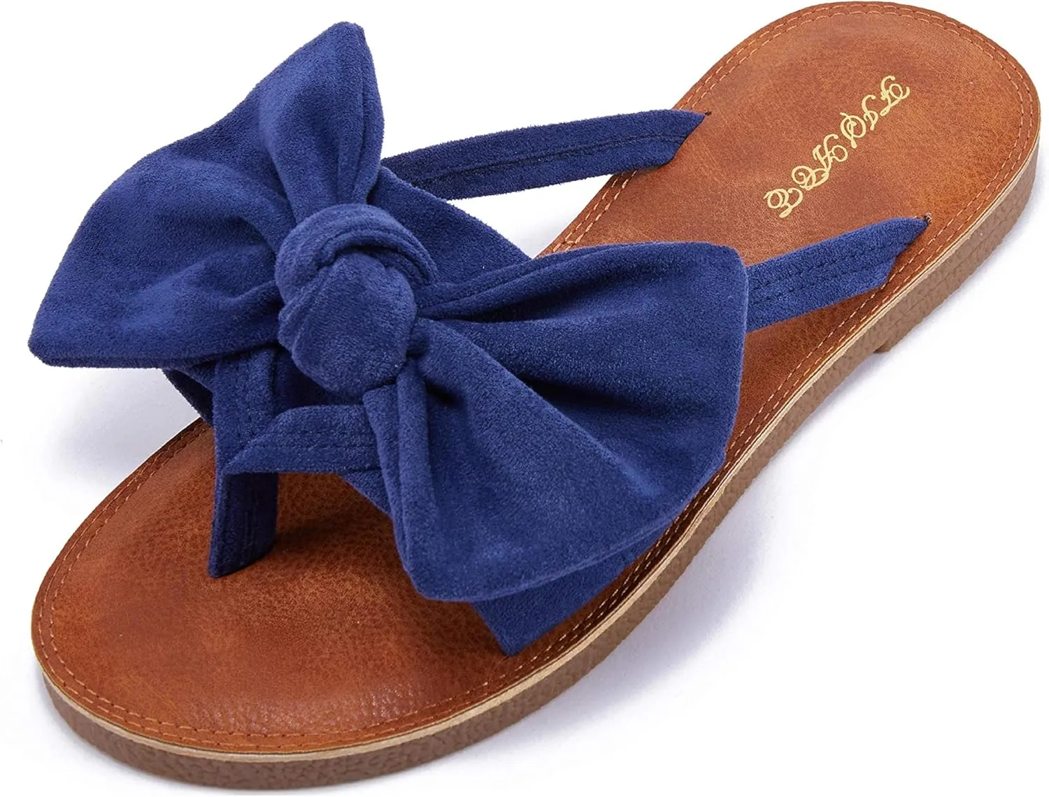 FISACE Womens Slip On Flip Flops Ring Toe Strappy Summer Gladiator Flat Sandals
