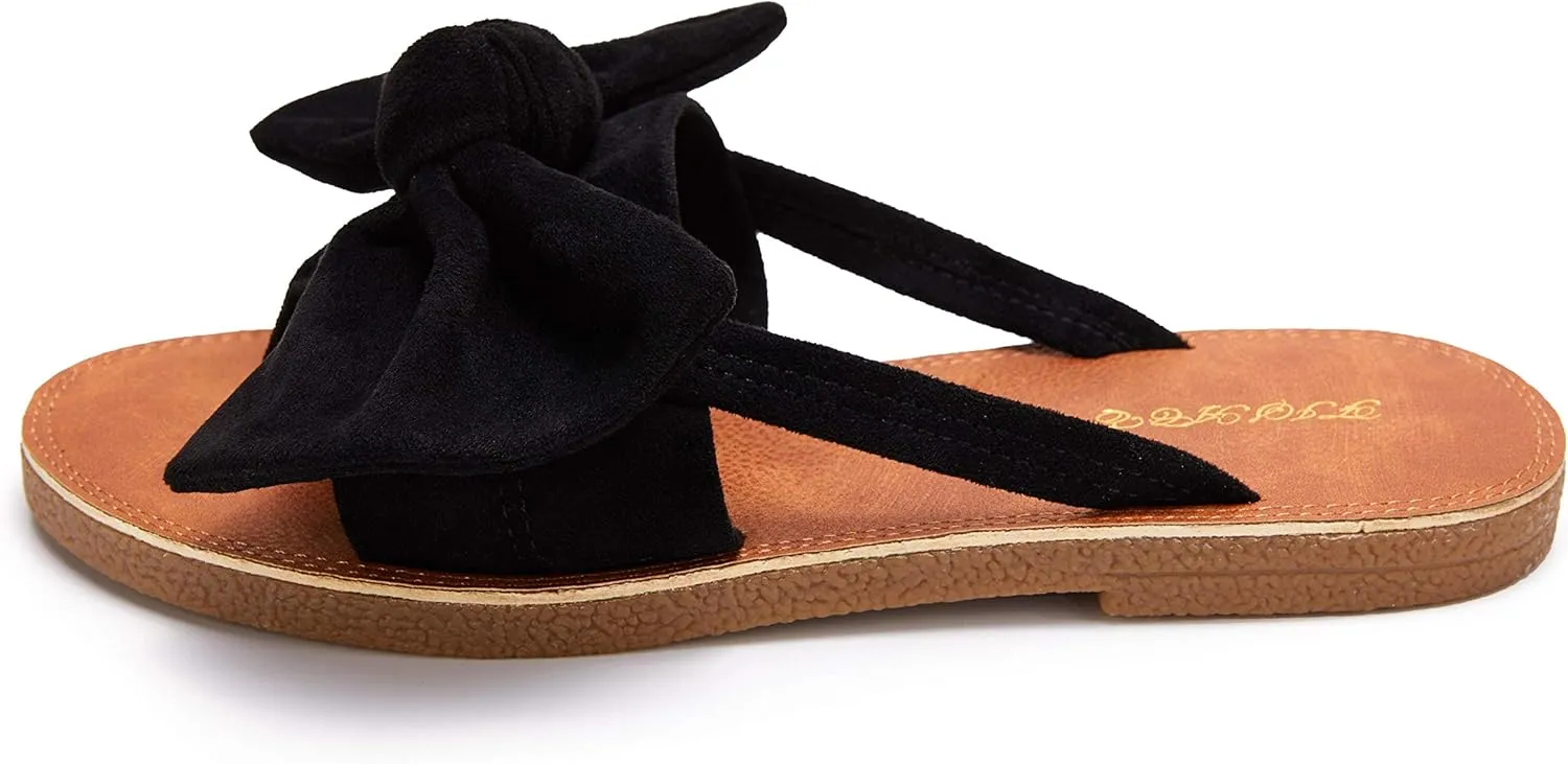 FISACE Womens Slip On Flip Flops Ring Toe Strappy Summer Gladiator Flat Sandals