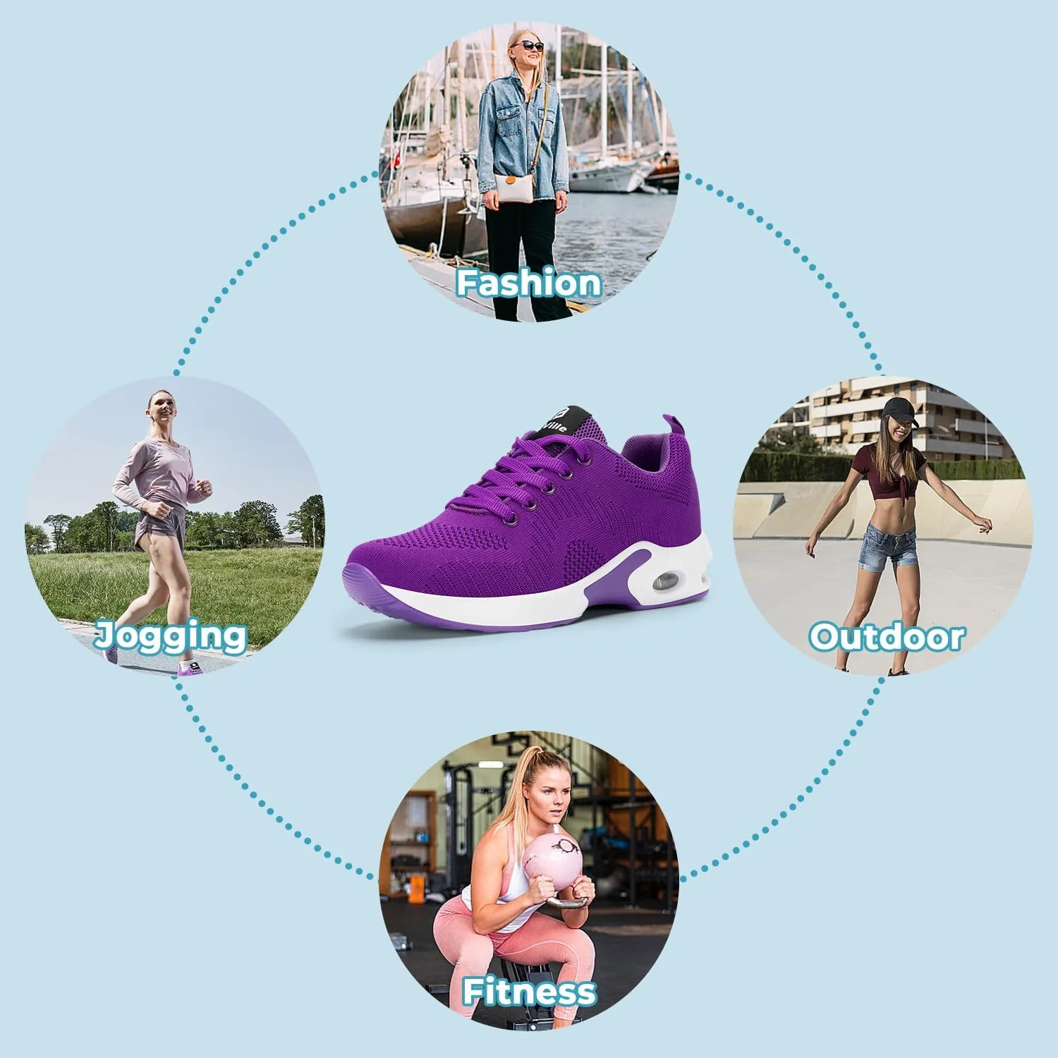 FitVille Women's Air Cushion Running Shoes Lightweight Tennis Shoes Breathable Gym Shoes