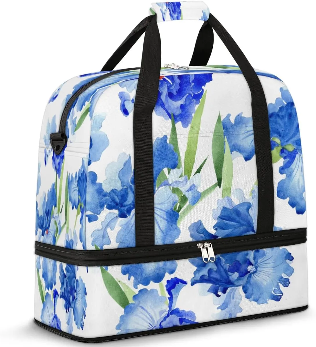 Floral Petals Sports Gym Bag with Shoes Compartment Foldable Travel Duffel Bag Dry Wet Separated Sports Tote Workout Weekender Overnight Bag for Women Yoga Dance Work Training Handbag