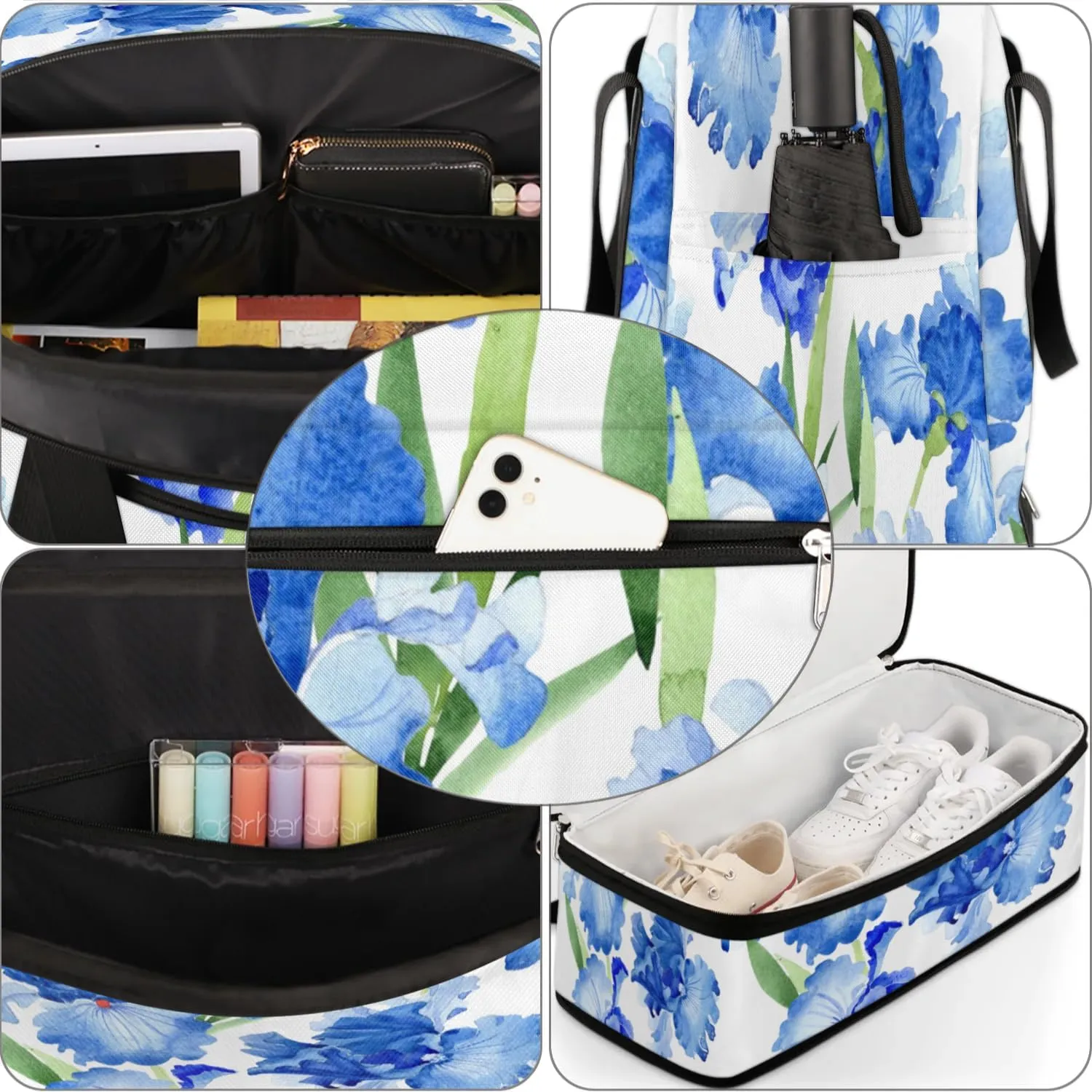 Floral Petals Sports Gym Bag with Shoes Compartment Foldable Travel Duffel Bag Dry Wet Separated Sports Tote Workout Weekender Overnight Bag for Women Yoga Dance Work Training Handbag