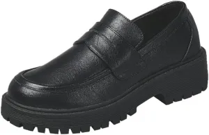 Forever Link Womens Slip On Loafer Chunky Chain Platform Heel