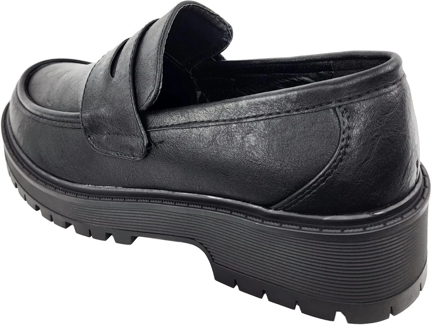 Forever Link Womens Slip On Loafer Chunky Chain Platform Heel