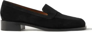 FOWT Women Round Toe Low Heel Loafers Comfortable Black Suede Moccasins Casual Slip on Unisex Flat Shoes for Driving Walking Traveling, 4-16 US Size