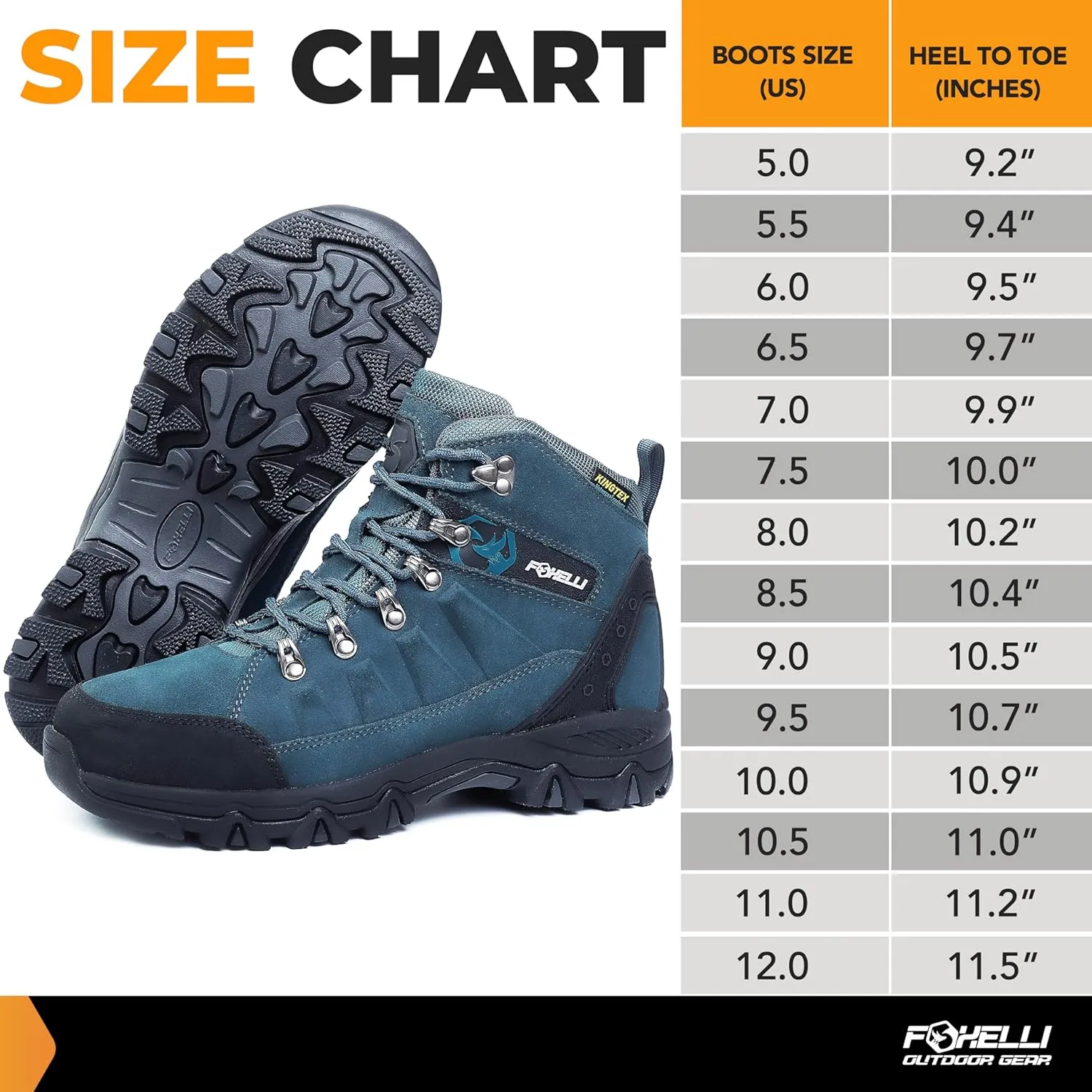 Foxelli Women’s Hiking Boots - Waterproof Lightweight & Breathable Suede Leather
