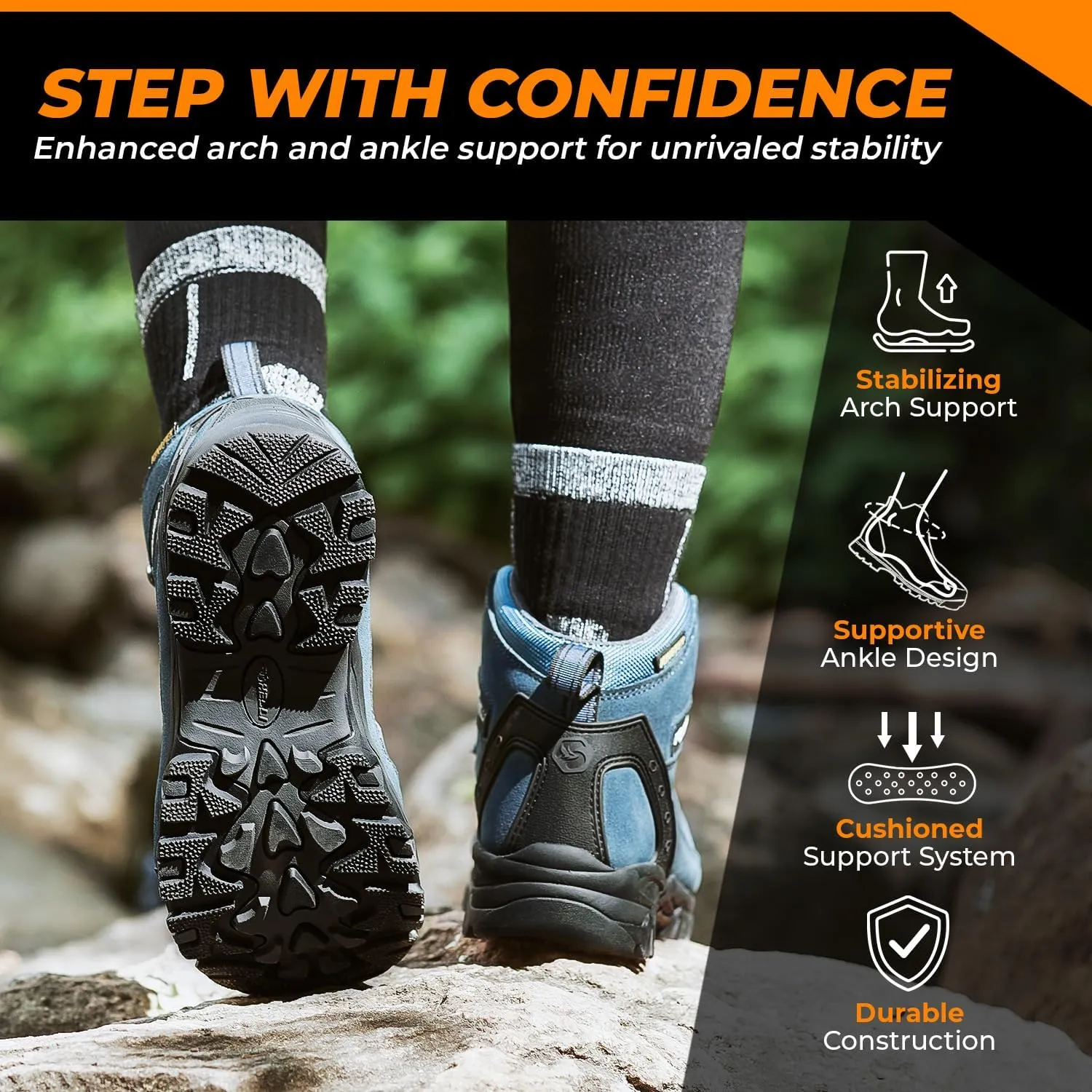 Foxelli Women’s Hiking Boots - Waterproof Lightweight & Breathable Suede Leather