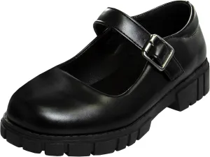 French Toast Girls Round Toe Ankle Strap Maryjane School Shoes - Mary Jane Chunky Platform Oxford Dress Shoe Pumps - Black/Navy/Brown (Size 12-5 Little Kid/Big Kid)