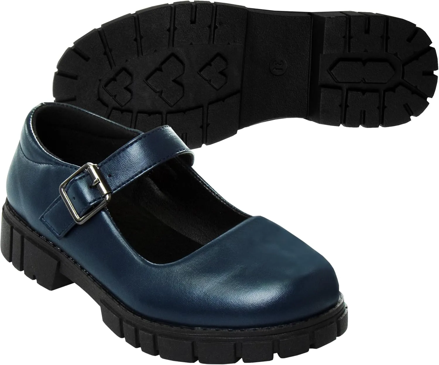 French Toast Girls Round Toe Ankle Strap Maryjane School Shoes - Mary Jane Chunky Platform Oxford Dress Shoe Pumps - Black/Navy/Brown (Size 12-5 Little Kid/Big Kid)