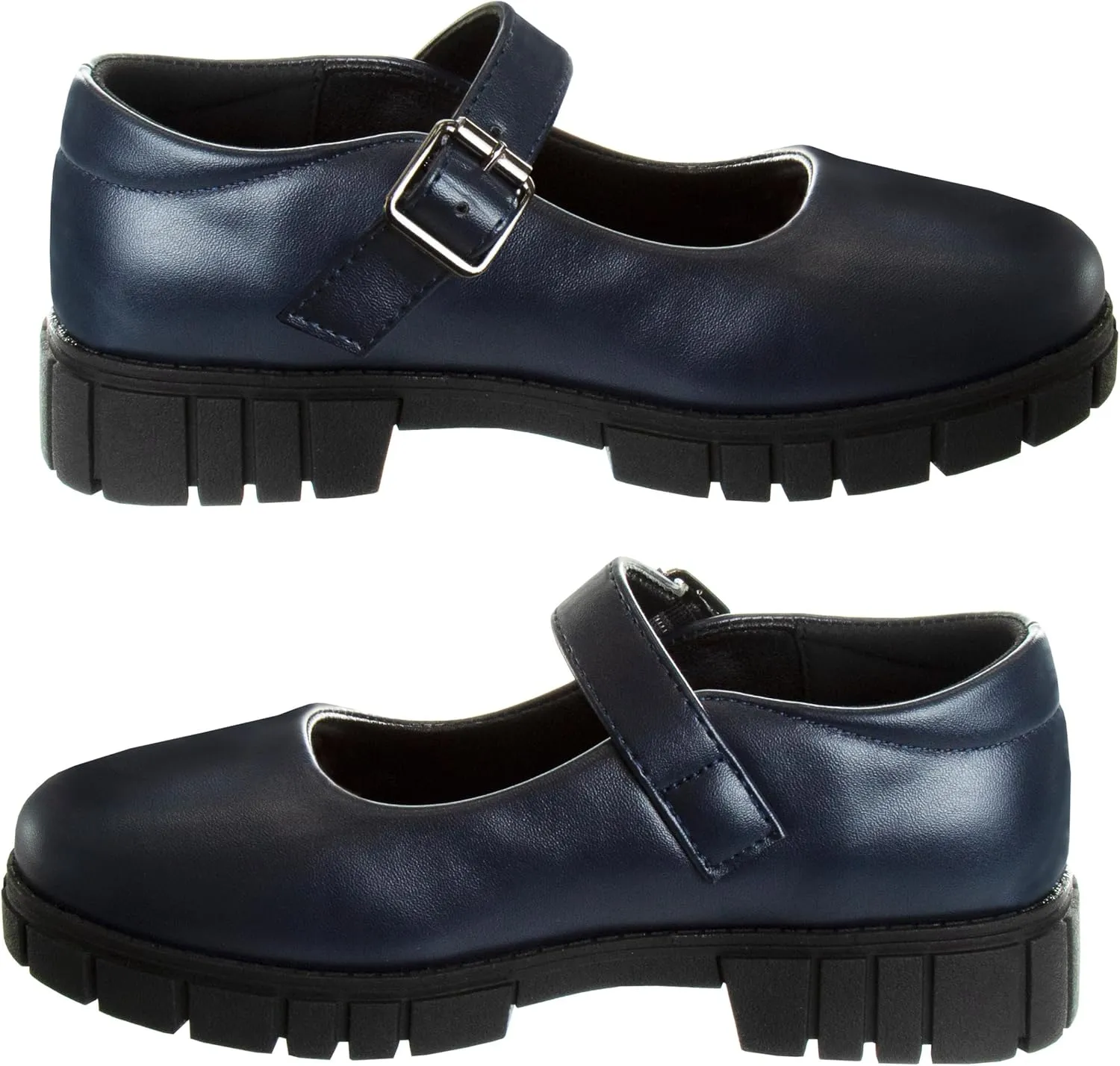 French Toast Girls Round Toe Ankle Strap Maryjane School Shoes - Mary Jane Chunky Platform Oxford Dress Shoe Pumps - Black/Navy/Brown (Size 12-5 Little Kid/Big Kid)