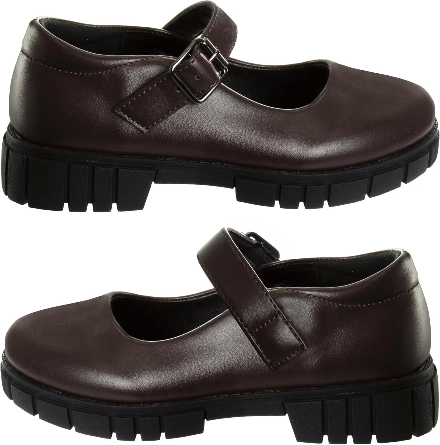 French Toast Girls Round Toe Ankle Strap Maryjane School Shoes - Mary Jane Chunky Platform Oxford Dress Shoe Pumps - Black/Navy/Brown (Size 12-5 Little Kid/Big Kid)