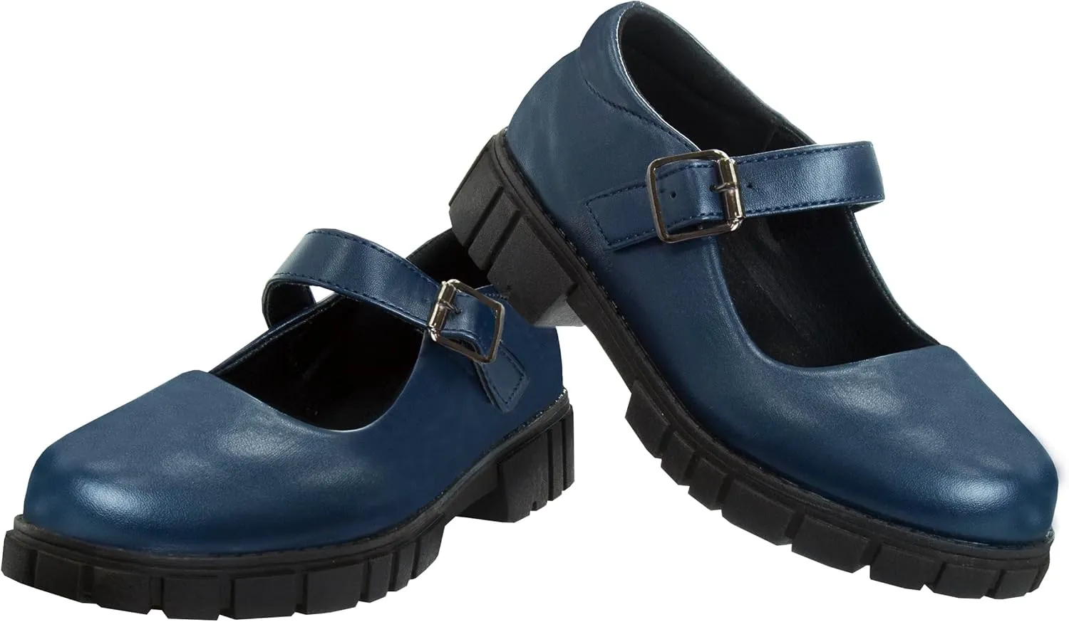French Toast Girls Round Toe Ankle Strap Maryjane School Shoes - Mary Jane Chunky Platform Oxford Dress Shoe Pumps - Black/Navy/Brown (Size 12-5 Little Kid/Big Kid)