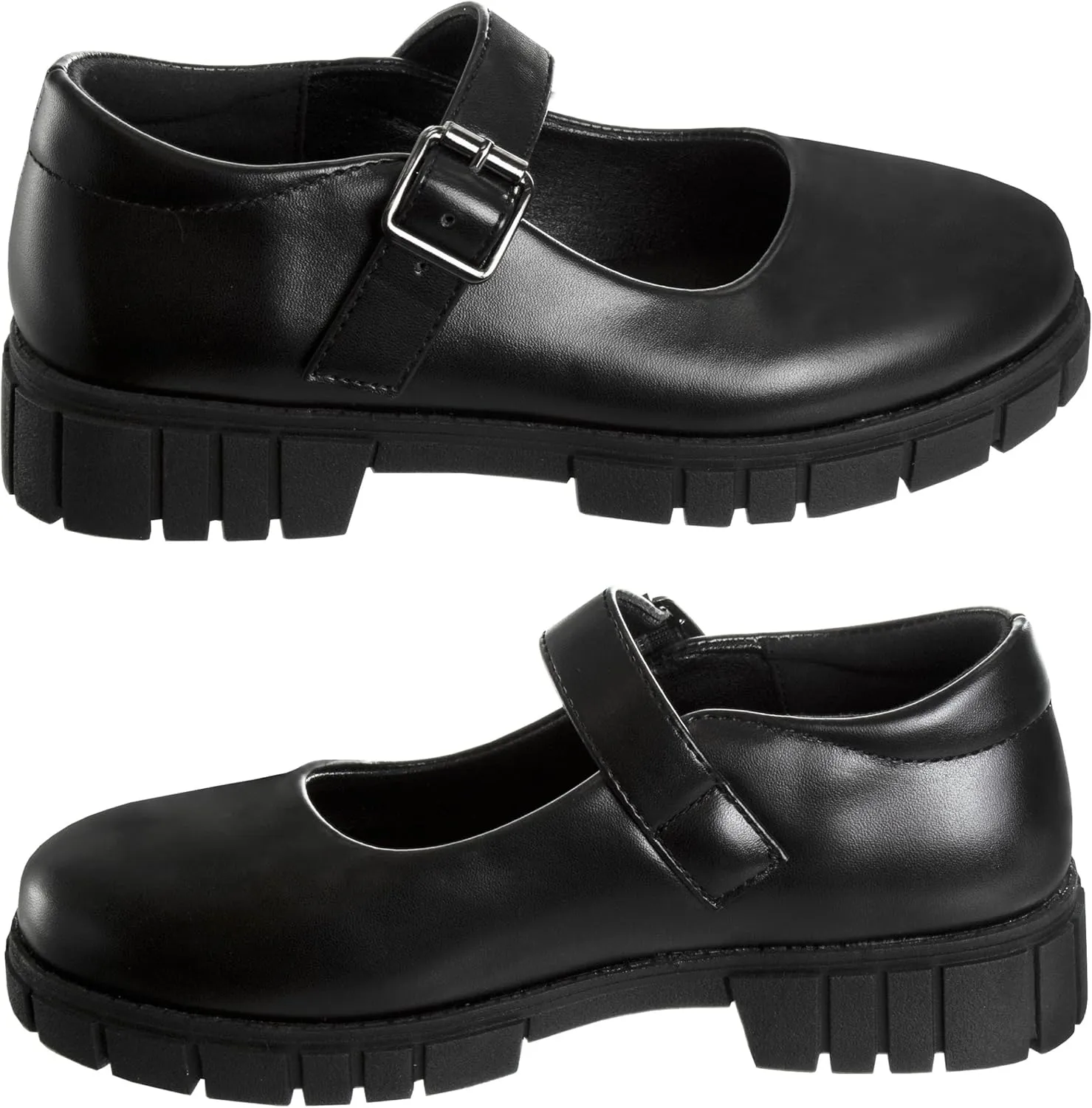French Toast Girls Round Toe Ankle Strap Maryjane School Shoes - Mary Jane Chunky Platform Oxford Dress Shoe Pumps - Black/Navy/Brown (Size 12-5 Little Kid/Big Kid)