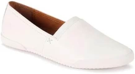 Frye Melanie Slip On Shoes for Women Crafted from Premium Leather with White Rubber Toe Bumpers and Soles, Leather Lining, and Removable Footbeds – 1 ¼” Outsole