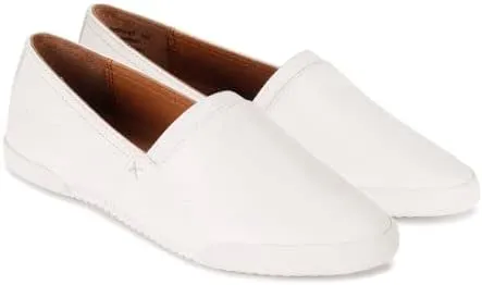 Frye Melanie Slip On Shoes for Women Crafted from Premium Leather with White Rubber Toe Bumpers and Soles, Leather Lining, and Removable Footbeds – 1 ¼” Outsole
