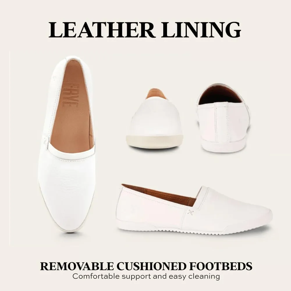 Frye Melanie Slip On Shoes for Women Crafted from Premium Leather with White Rubber Toe Bumpers and Soles, Leather Lining, and Removable Footbeds – 1 ¼” Outsole