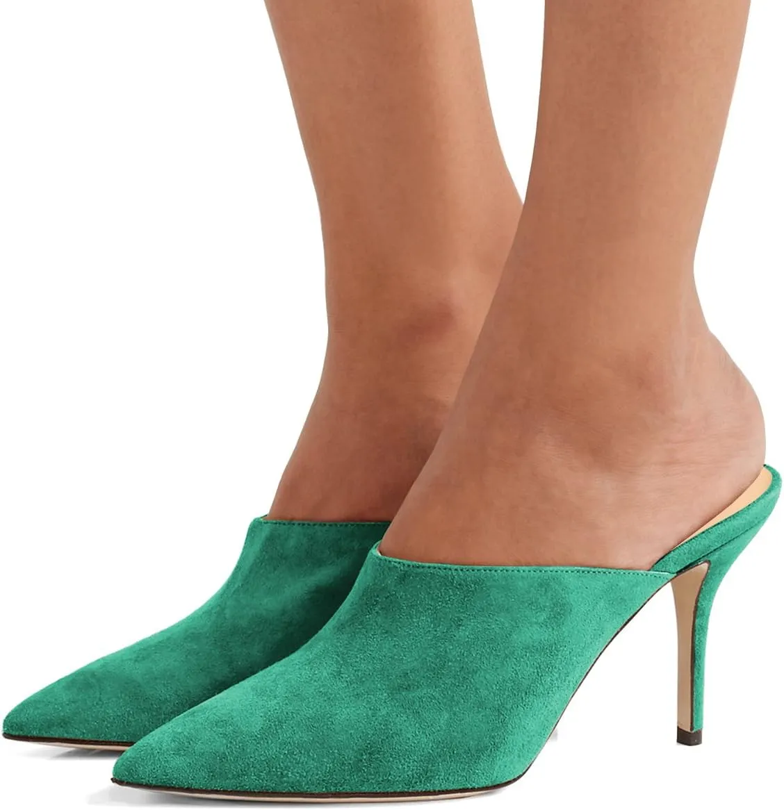 FSJ Women Basic Pointed Toe Mules Stiletto Heels Sandals Slip On Evening Party Shoes Size 4-15 US