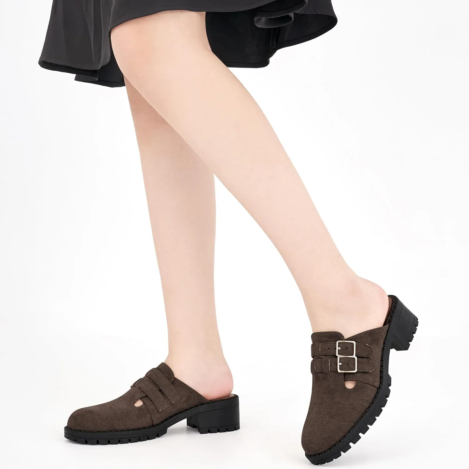 FUDYNMALC Womens Mules Chunky Clogs: Comfortable Slip On Dress Shoes Platform Backless Slides Loafers for Work Business Casual