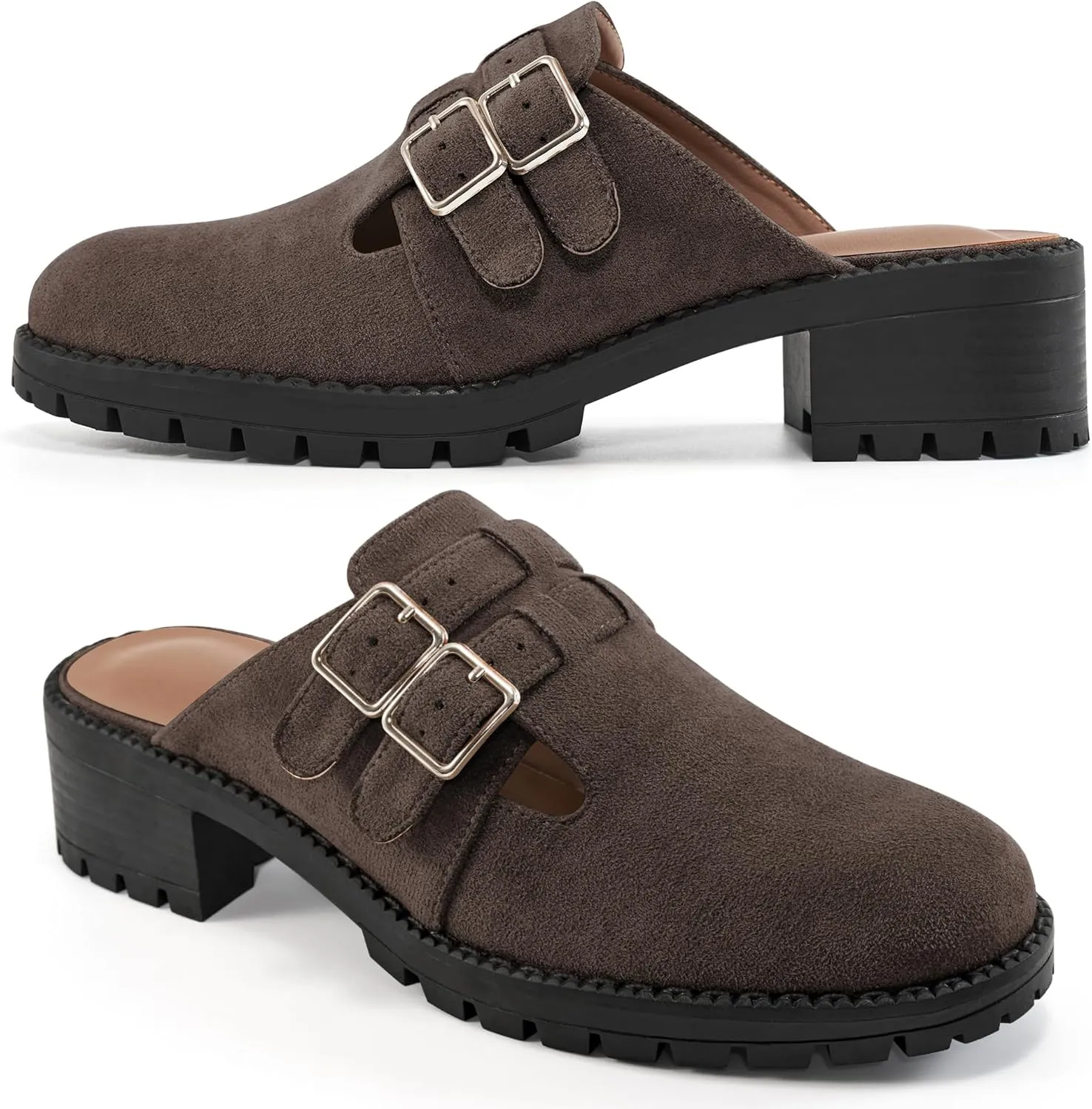 FUDYNMALC Womens Mules Chunky Clogs: Comfortable Slip On Dress Shoes Platform Backless Slides Loafers for Work Business Casual