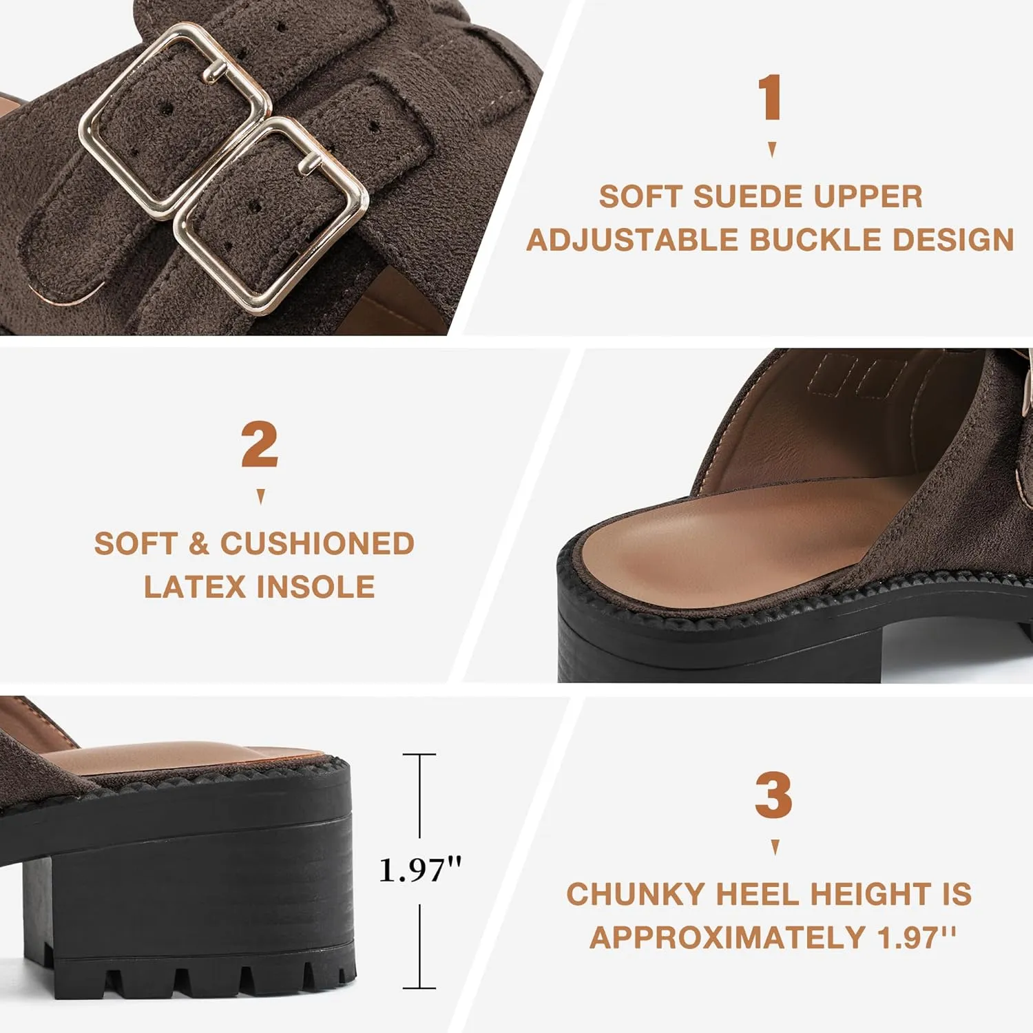FUDYNMALC Womens Mules Chunky Clogs: Comfortable Slip On Dress Shoes Platform Backless Slides Loafers for Work Business Casual