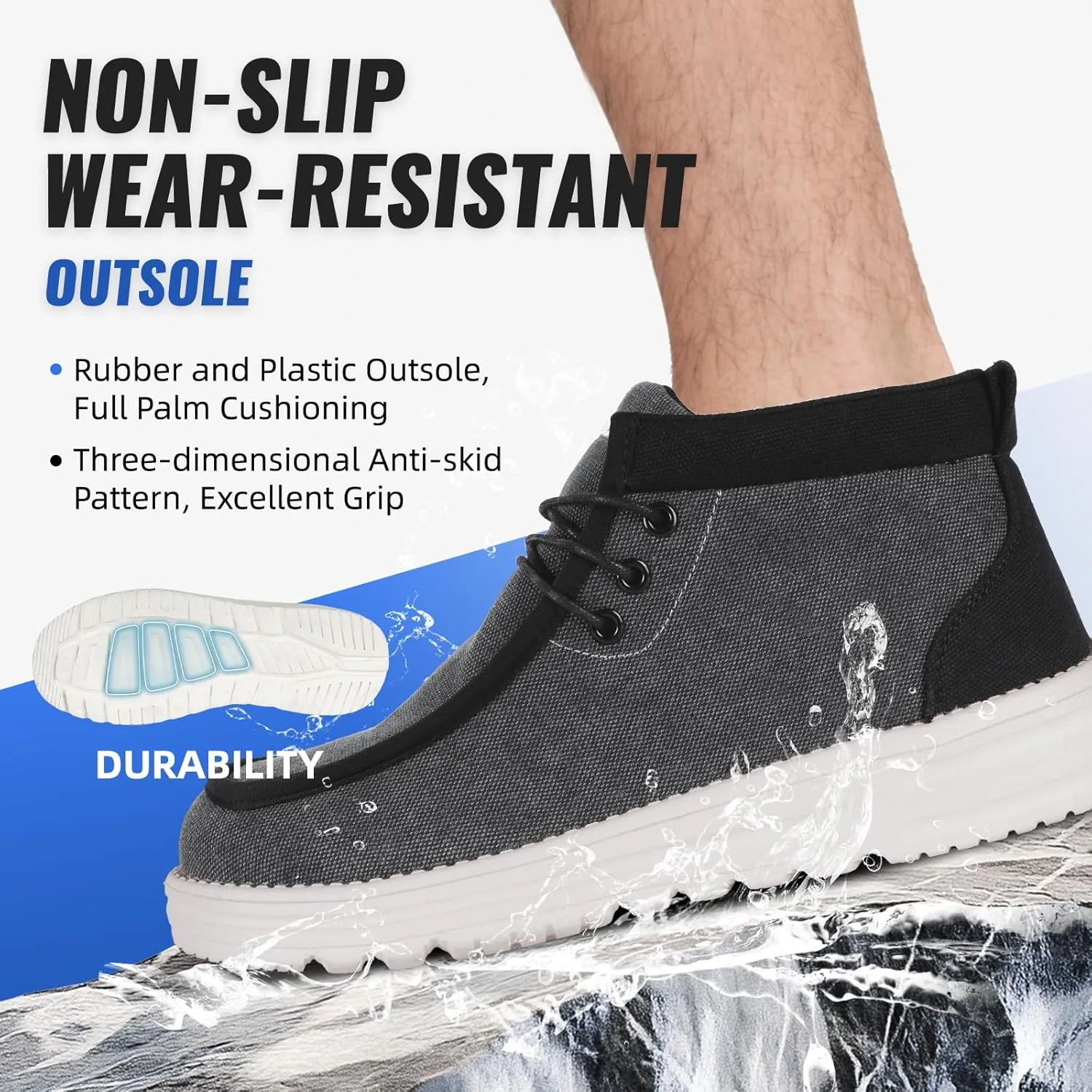 Furuian Steel Toe Shoes for Men High-top Safety Shoes for Men Lightweight Work Boots Canvas Steel Toe Sneakers Comfortable Work Loafers Zapatos De Trabajo para Hombres