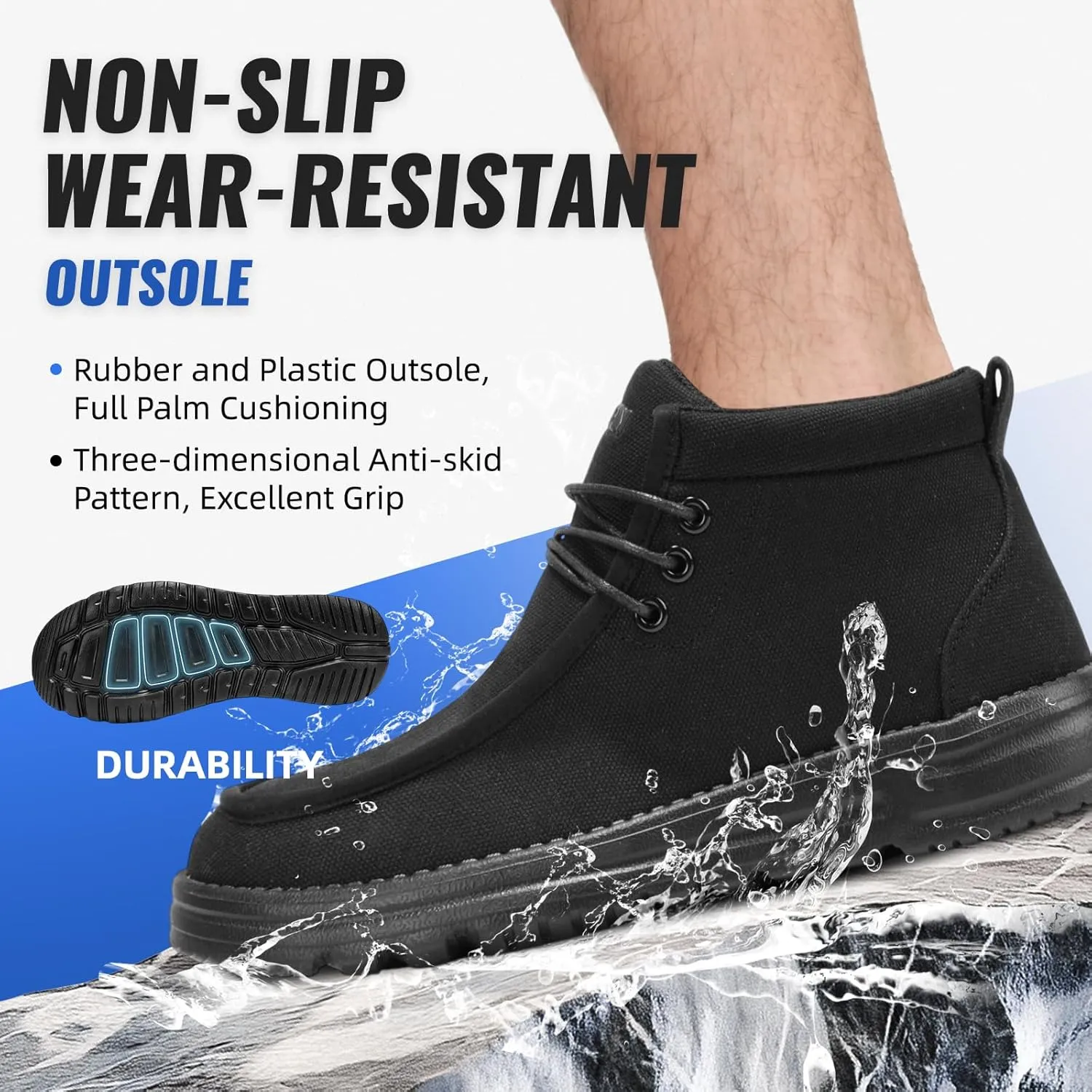 Furuian Steel Toe Shoes for Men High-top Safety Shoes for Men Lightweight Work Boots Canvas Steel Toe Sneakers Comfortable Work Loafers Zapatos De Trabajo para Hombres