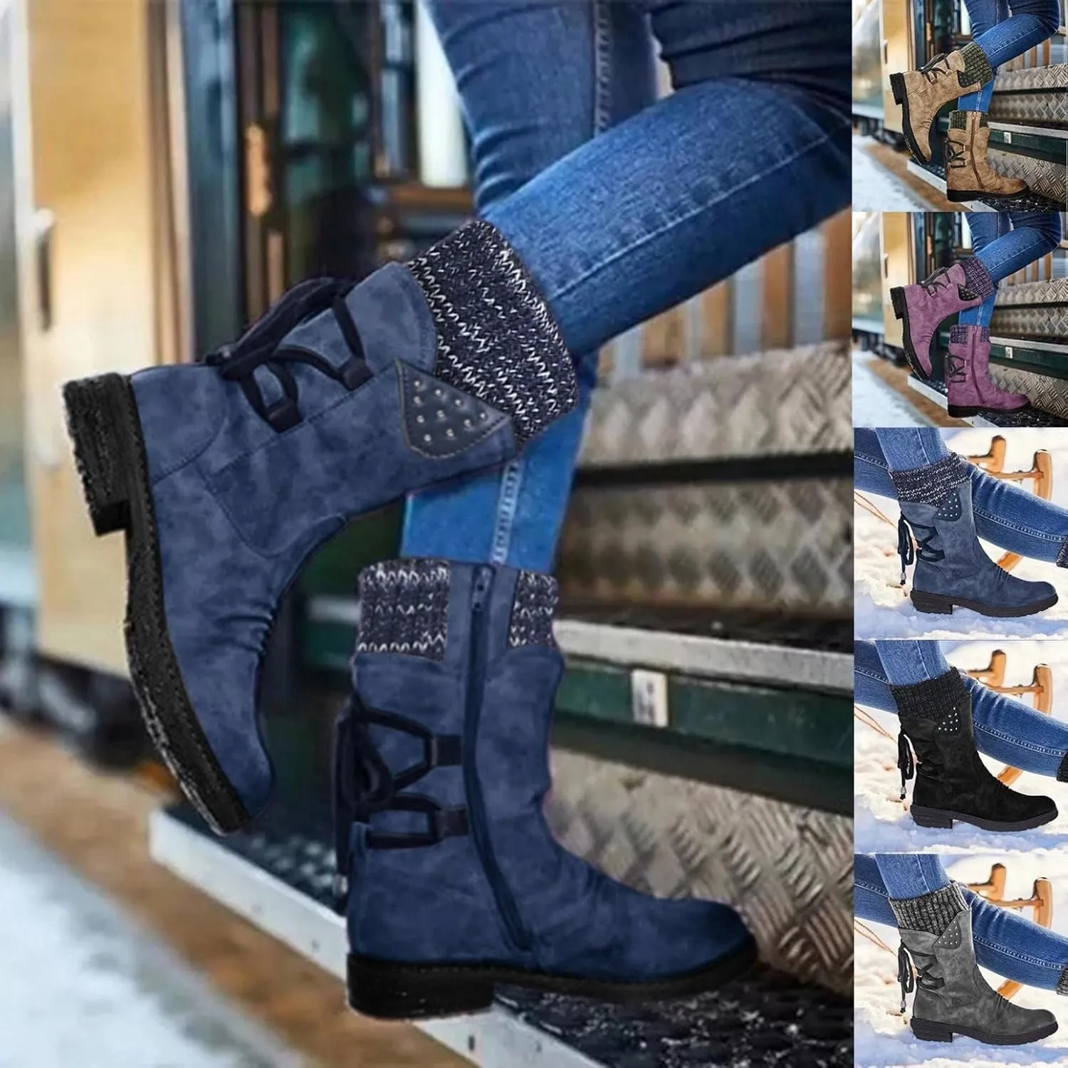 Gibobby Boots for Women Winter Snow Boots Fur Lined Warm Ankle Boots Slip On Waterproof Outdoor Booties Comfortable Shoes