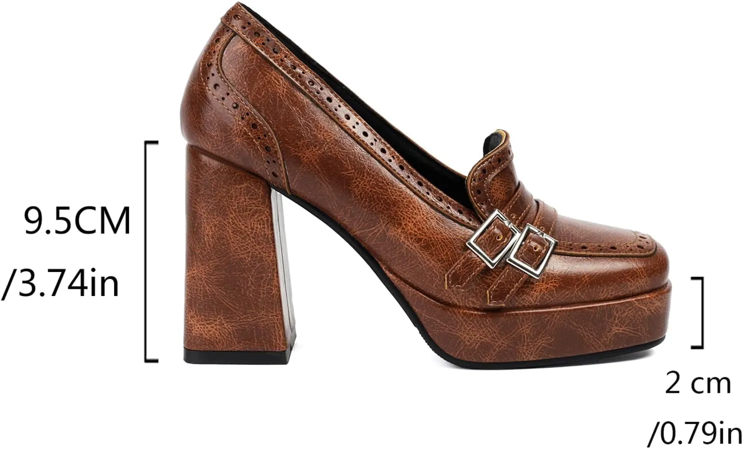 Gicoiz Womens Chunky High Heeled Loafers Office Work Court Shoes
