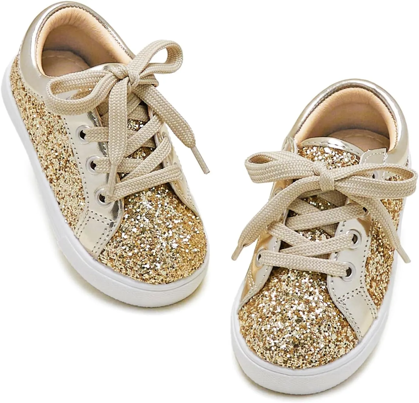 GINFIVE Toddler Girls Sneakers Little Girls Slip On Shoes Glitter Sneakers Toddler