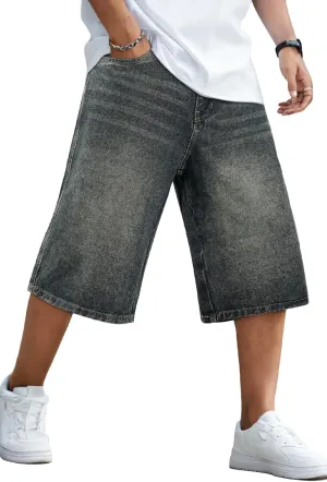 GINGTTO Mens Baggy Jean Shorts Loose Fit Long Denim Shorts Below Knee 15 Inch Inseam