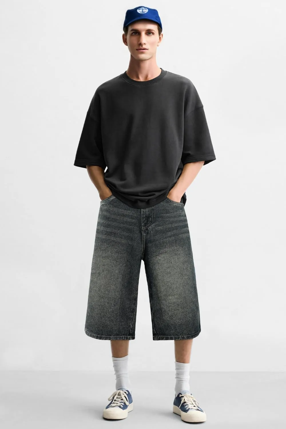 GINGTTO Mens Baggy Jean Shorts Loose Fit Long Denim Shorts Below Knee 15 Inch Inseam