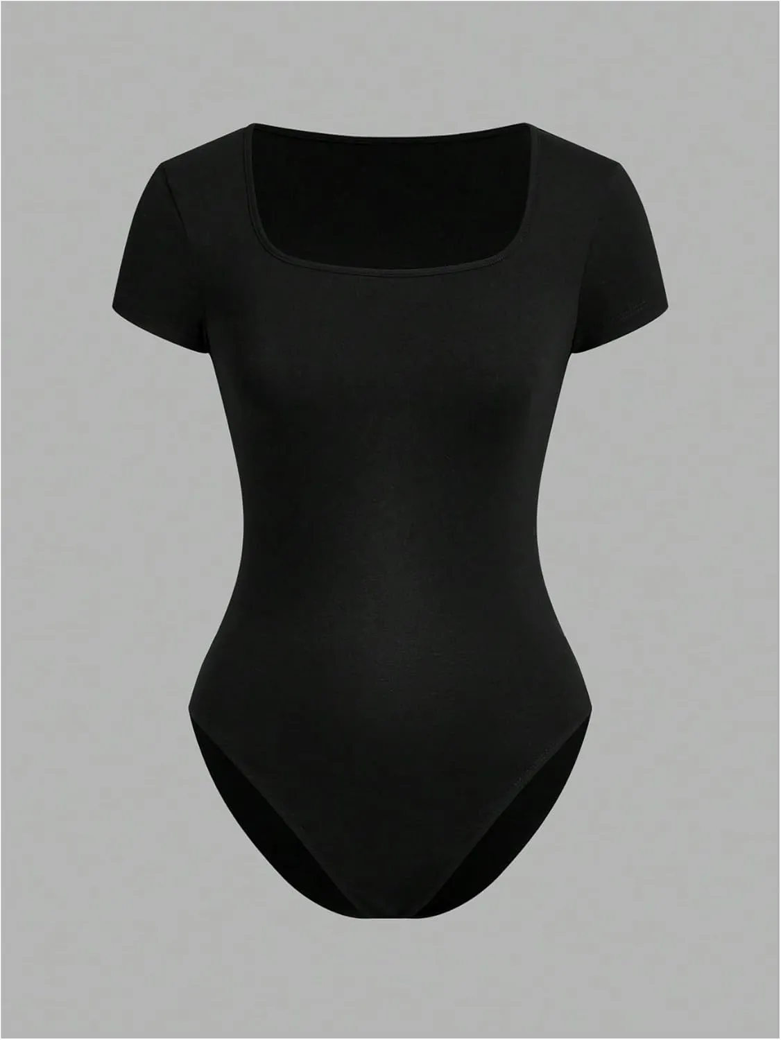 Girl's 2 Packs Square Neck Bodysuit Short Sleeve Shapewear Leotard Summer Tops Basic Tees